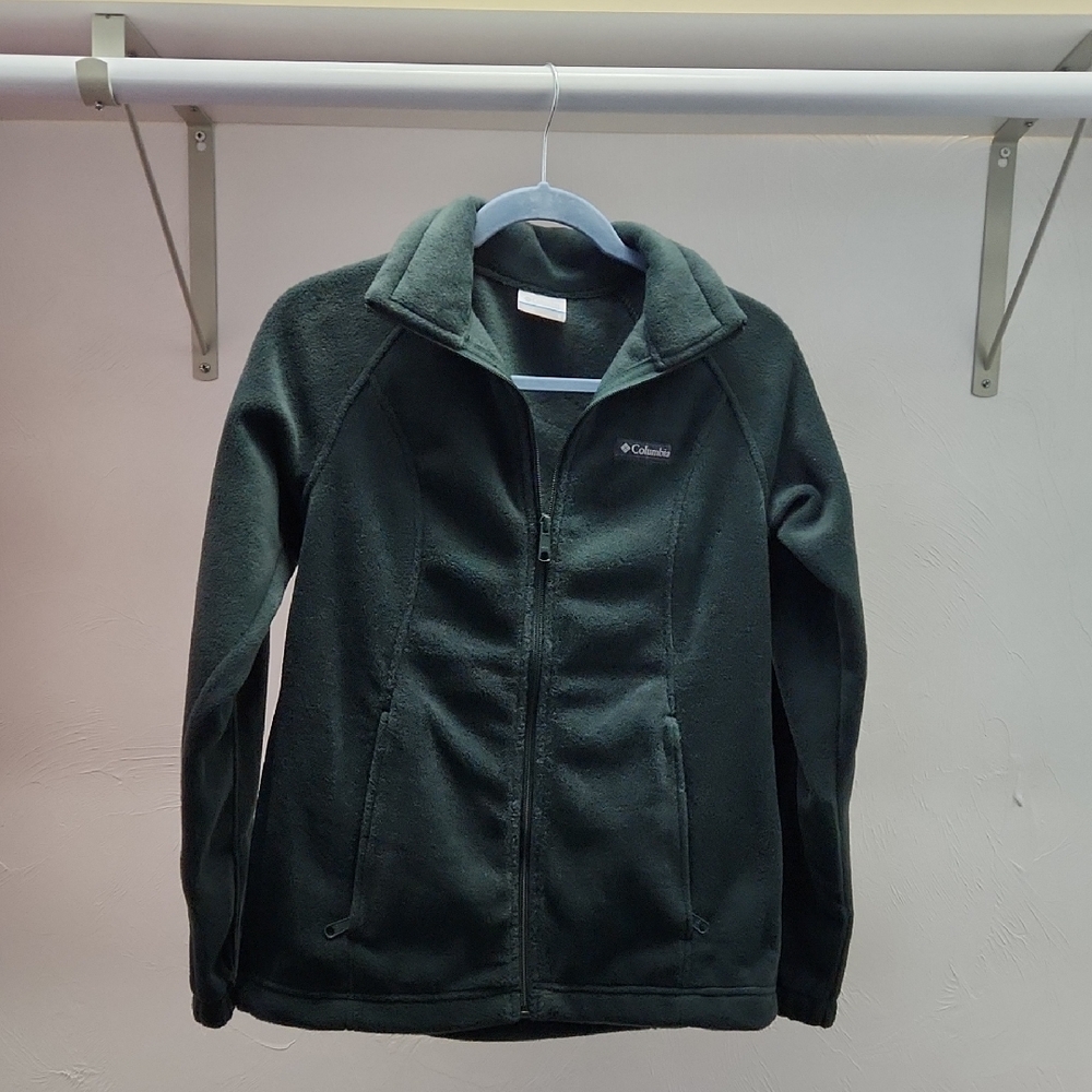 Womens Columbia Dark Green Fleece Zip Up Jacket Size Small